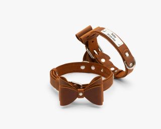 Leather Bow Tie Dog Collar