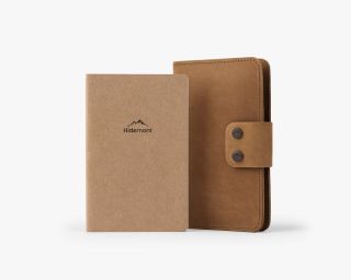 Leather Cover and Kraft Notebook Set
