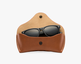 Leather Glasses Case, Size M In Ginger Color