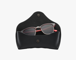 Leather Glasses Case, Size M In Carbon Color