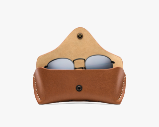 Leather Glasses Case, Size S In Ginger Color