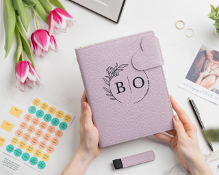 Leather Wedding Planner Book In Lavender Color