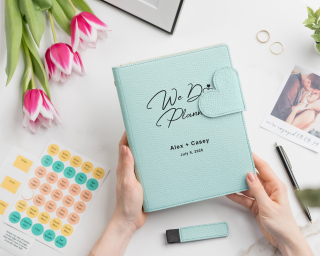 Leather Wedding Planner Book In Sky Blue Color