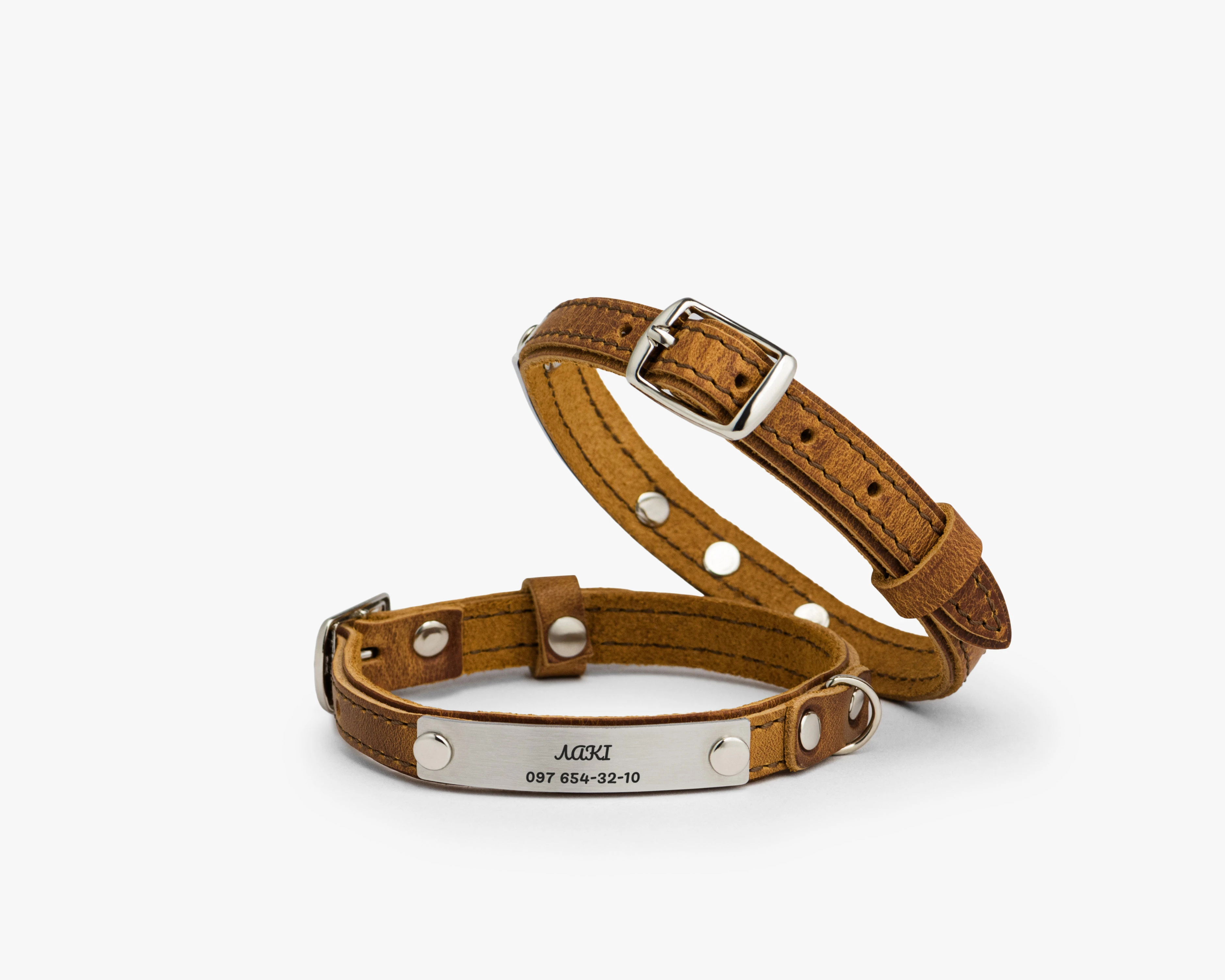 belt leather cat collar