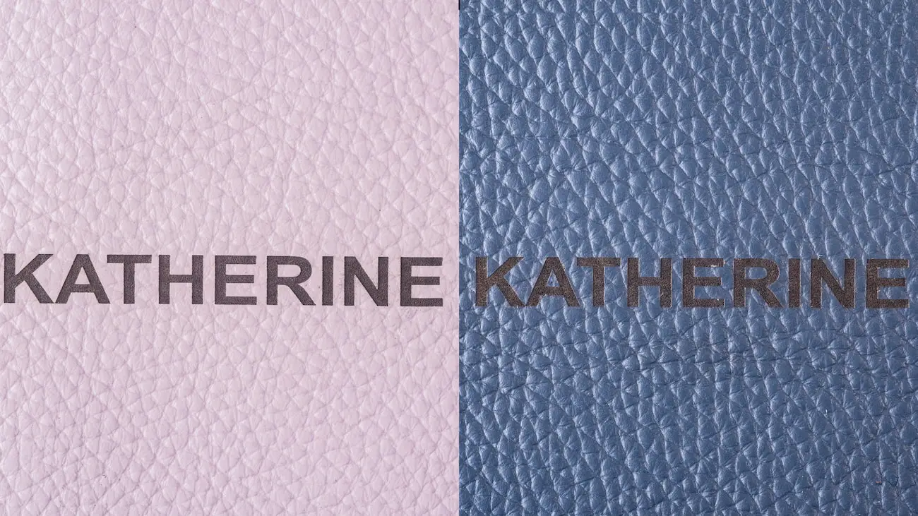 engraved on pebbled leather