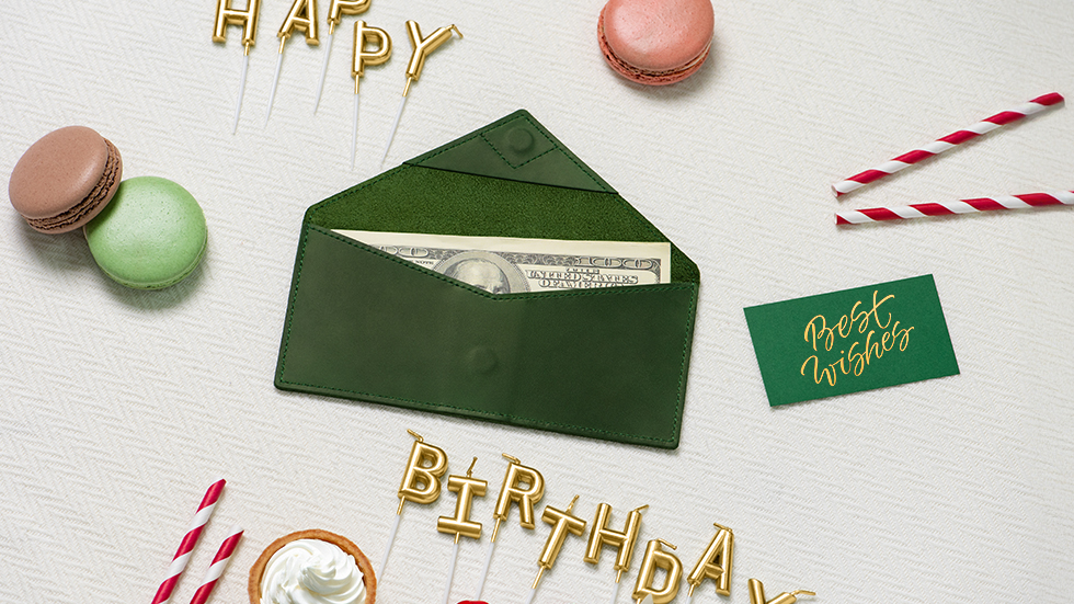 leather cash gift envelope