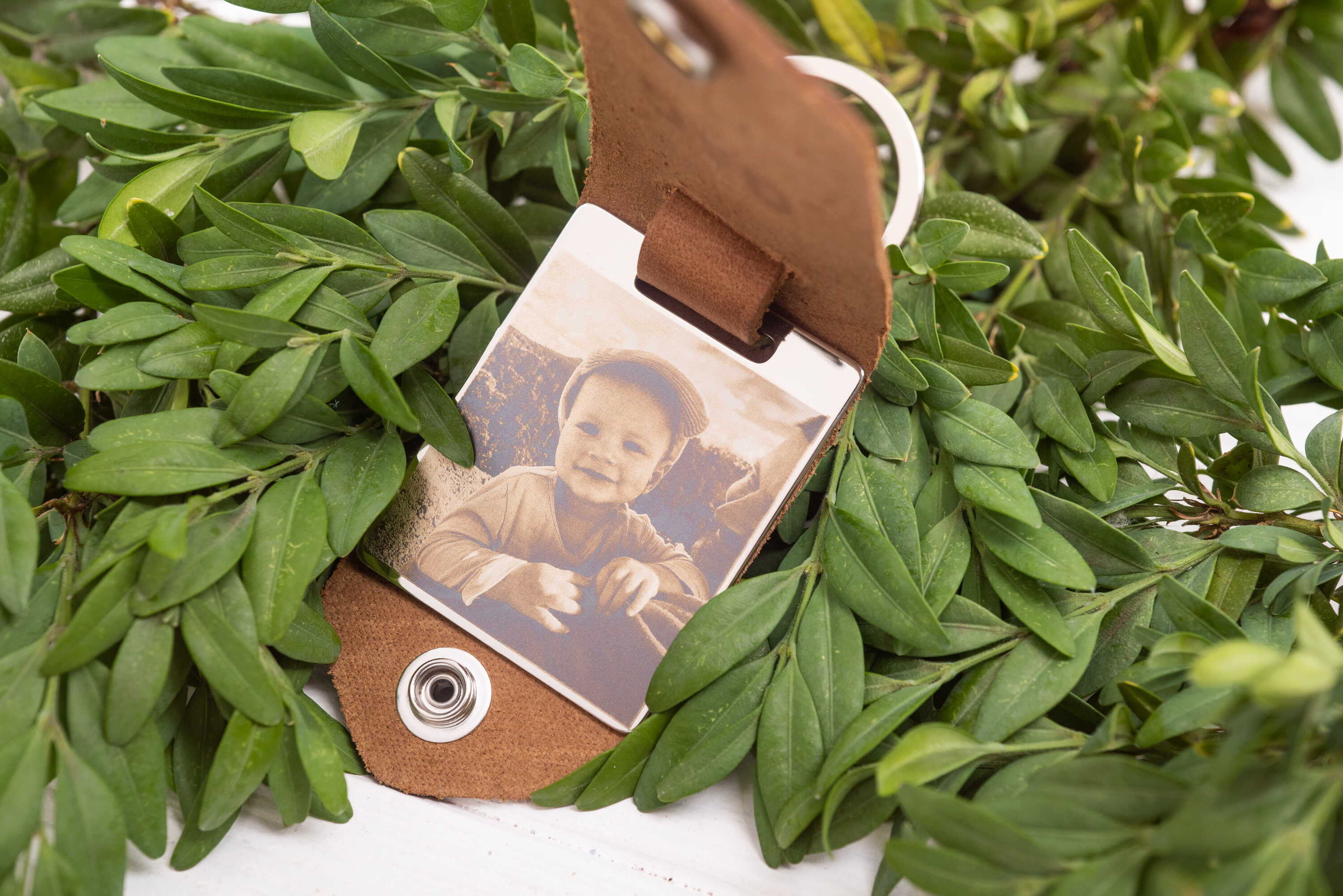 leather keychain with photo