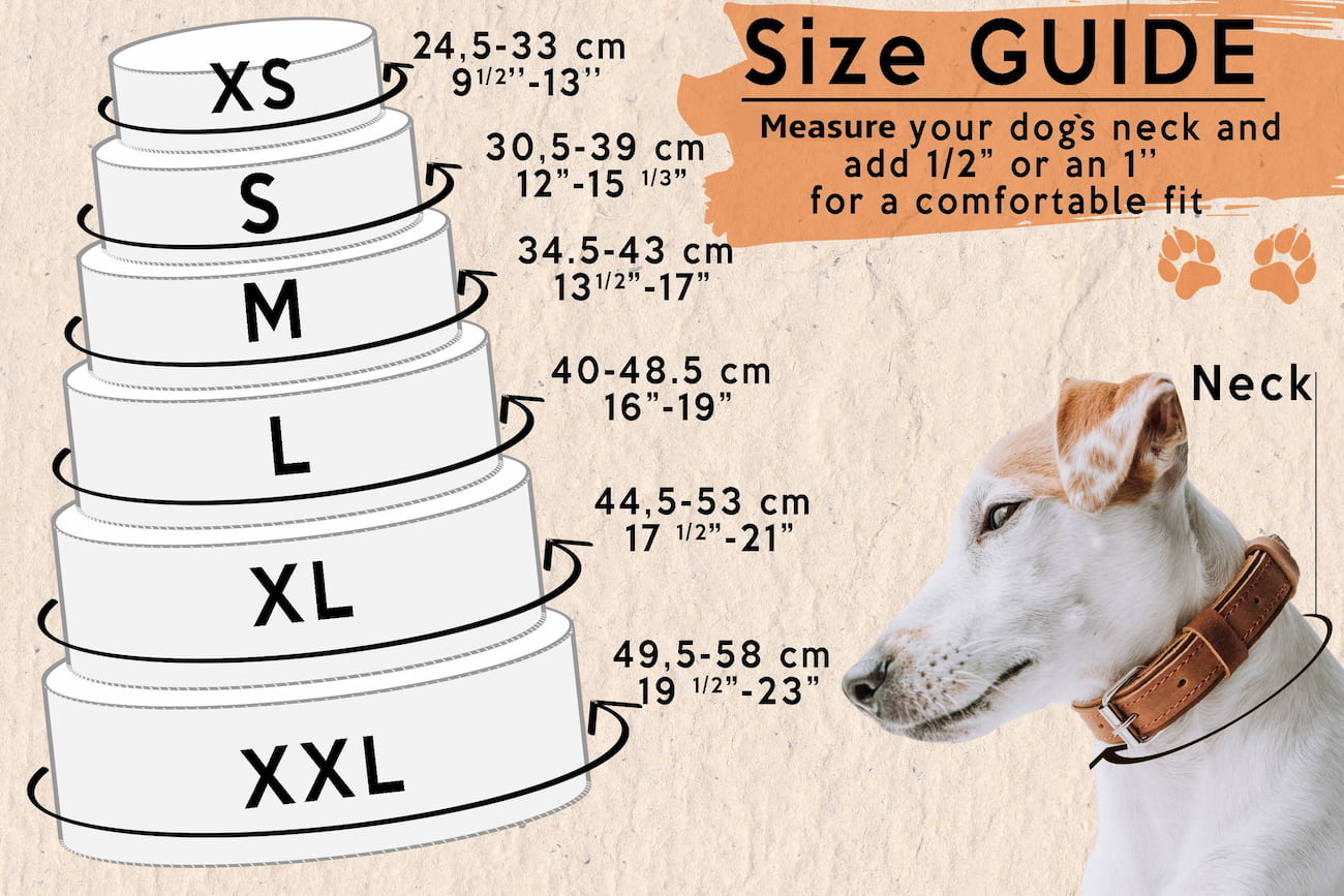 leather dog collar size guide